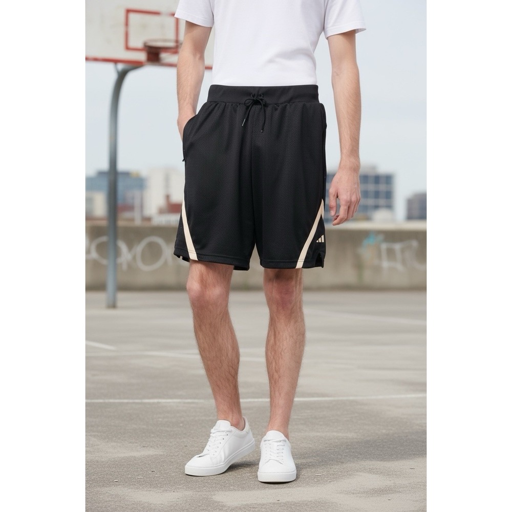 Adidas Mens Select Shorts Black & Crystal Sand Size XL  - Pockets - Basketball